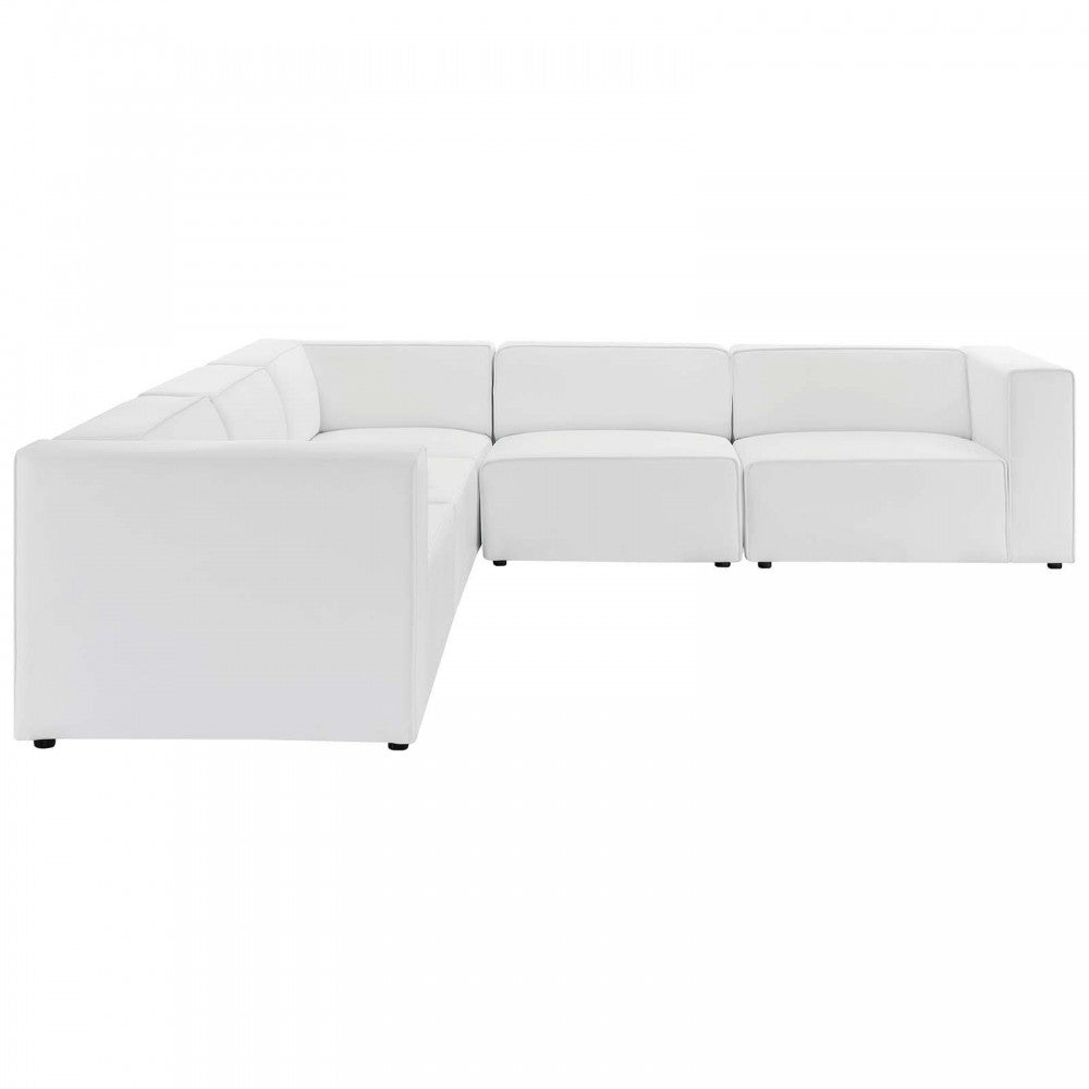 Mingle Vegan Leather 5-Piece Sectional Sofa, White