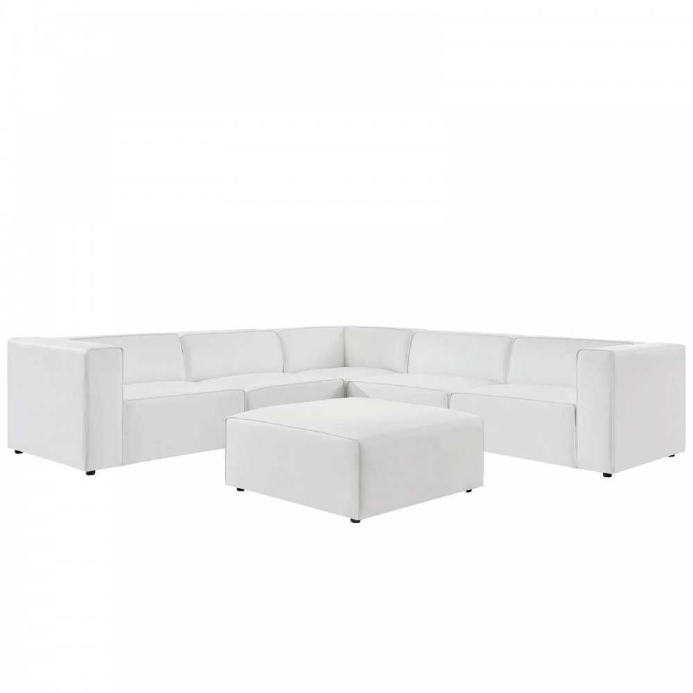 Mingle Vegan Leather 7-Piece Furniture Set, White