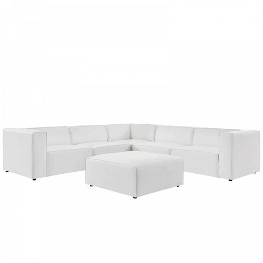 Mingle Vegan Leather 7-Piece Furniture Set, White