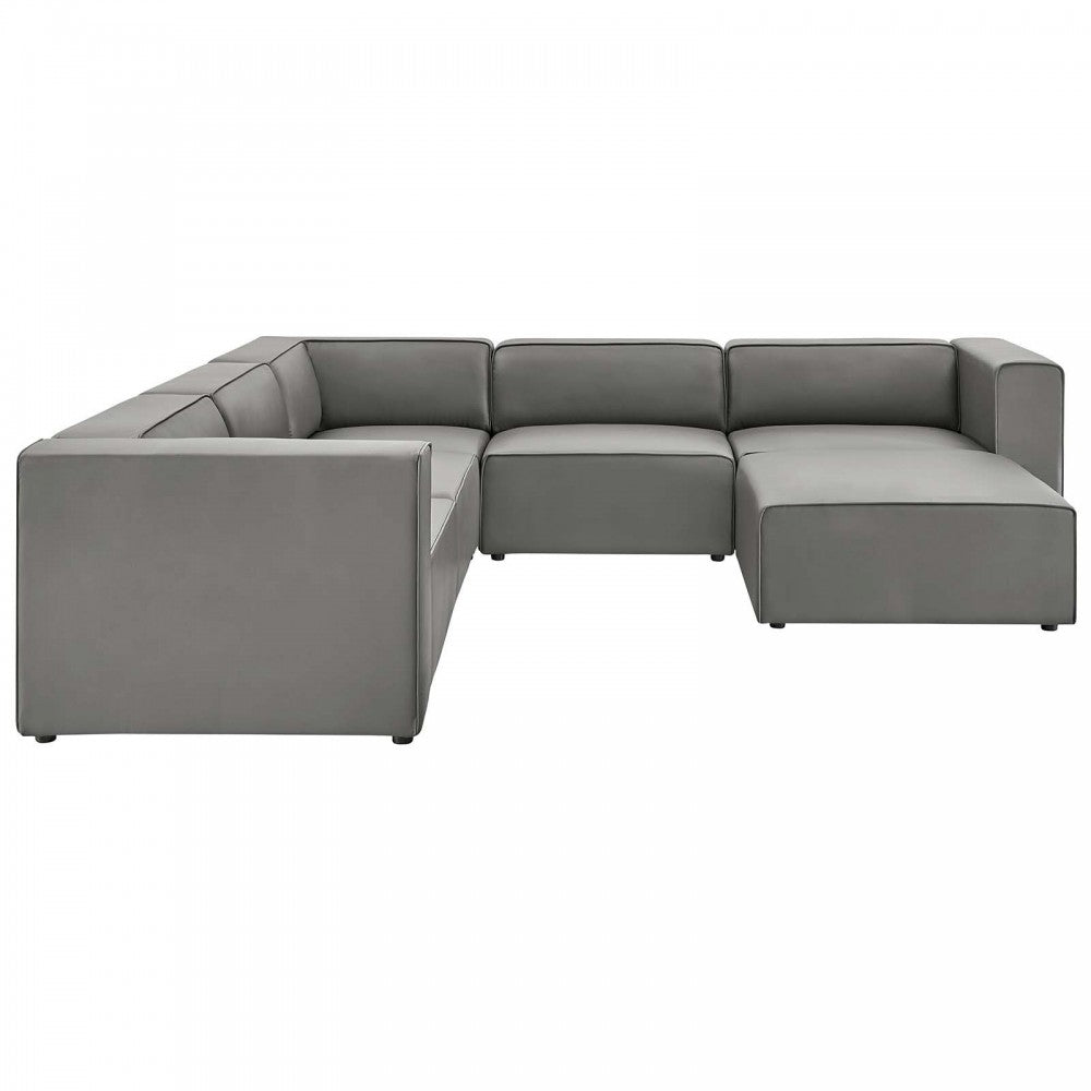 Mingle Vegan Leather 7-Piece Furniture Set, Gray