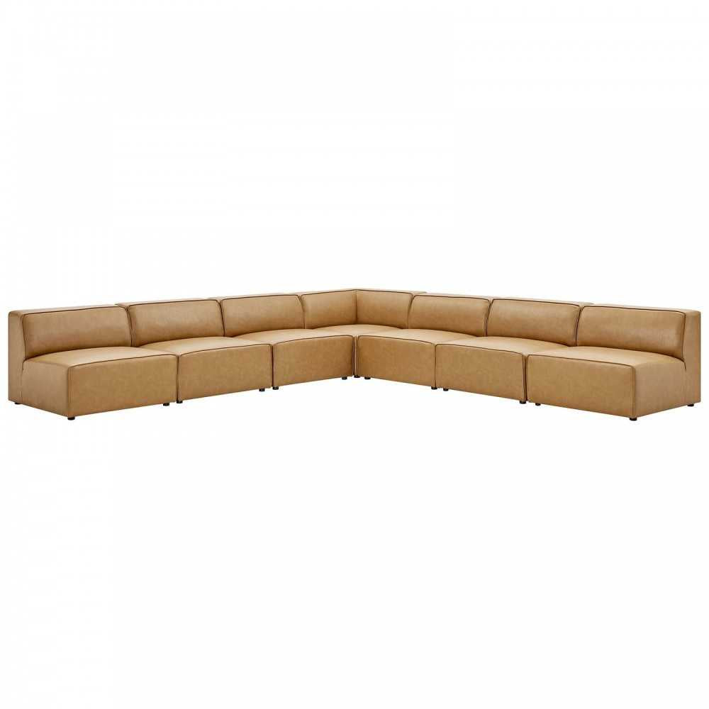 Mingle Vegan Leather 7-Piece Sectional Sofa, Tan, EEI-4797-TAN