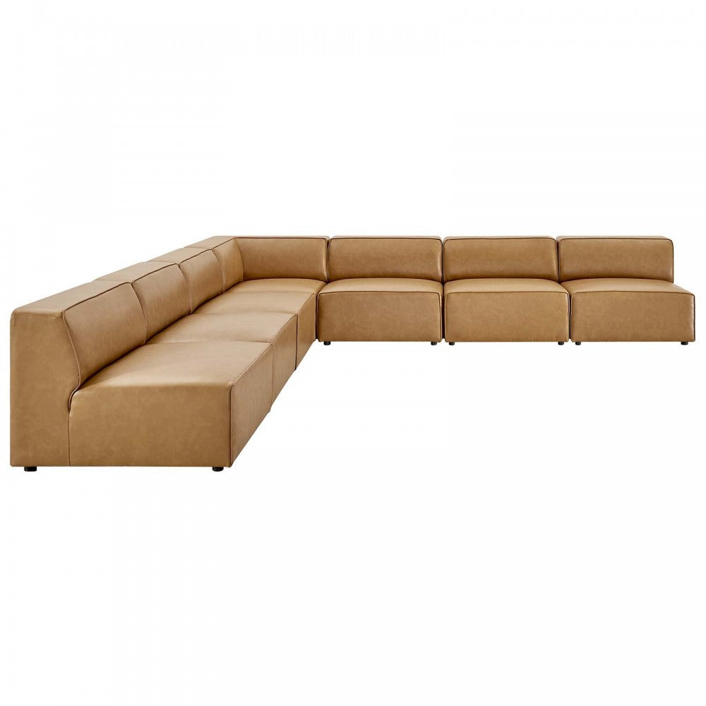 Mingle Vegan Leather 7-Piece Sectional Sofa, Tan, EEI-4797-TAN