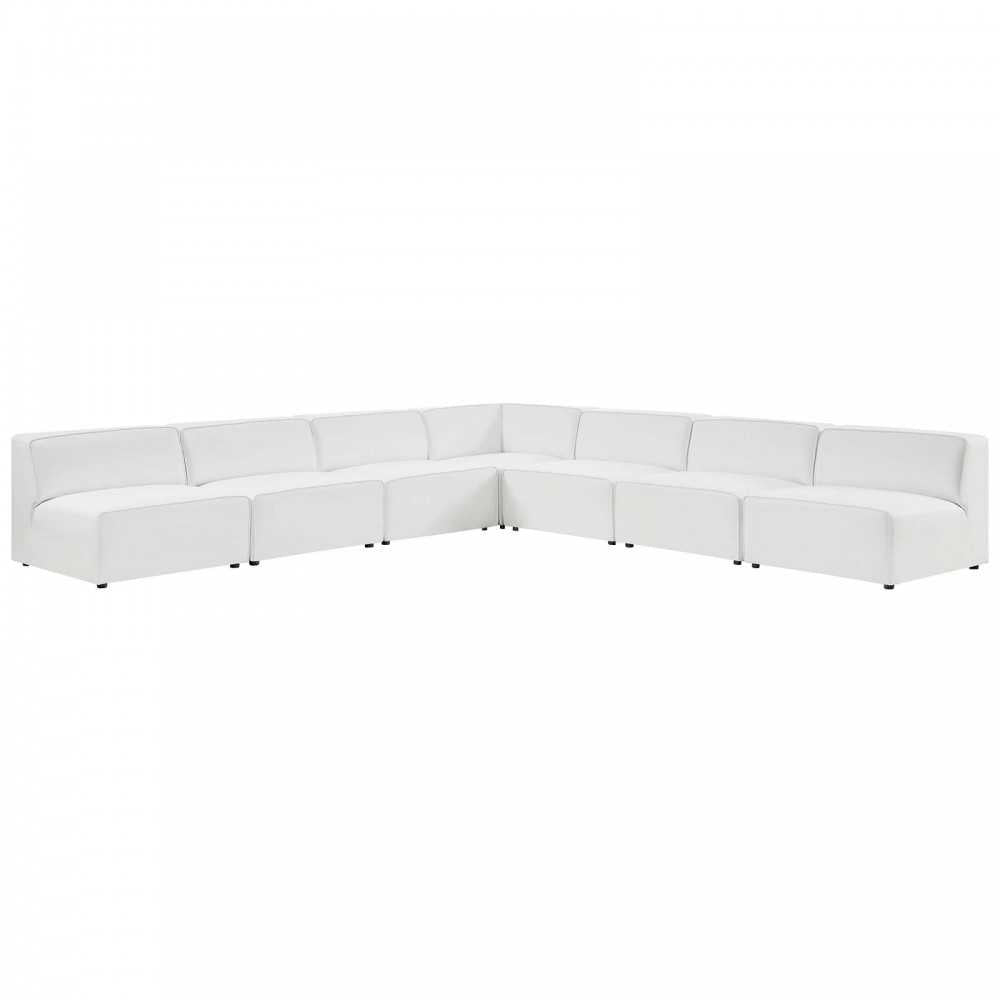 Mingle Vegan Leather 7-Piece Sectional Sofa, White, EEI-4797-WHI