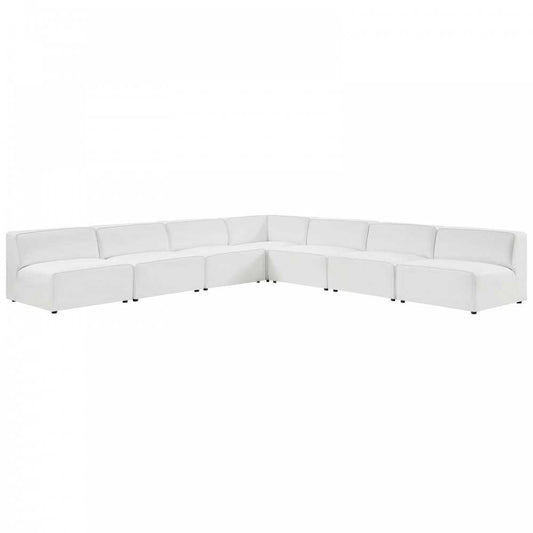 Mingle Vegan Leather 7-Piece Sectional Sofa, White, EEI-4797-WHI