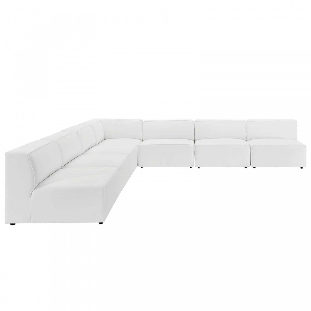 Mingle Vegan Leather 7-Piece Sectional Sofa, White, EEI-4797-WHI