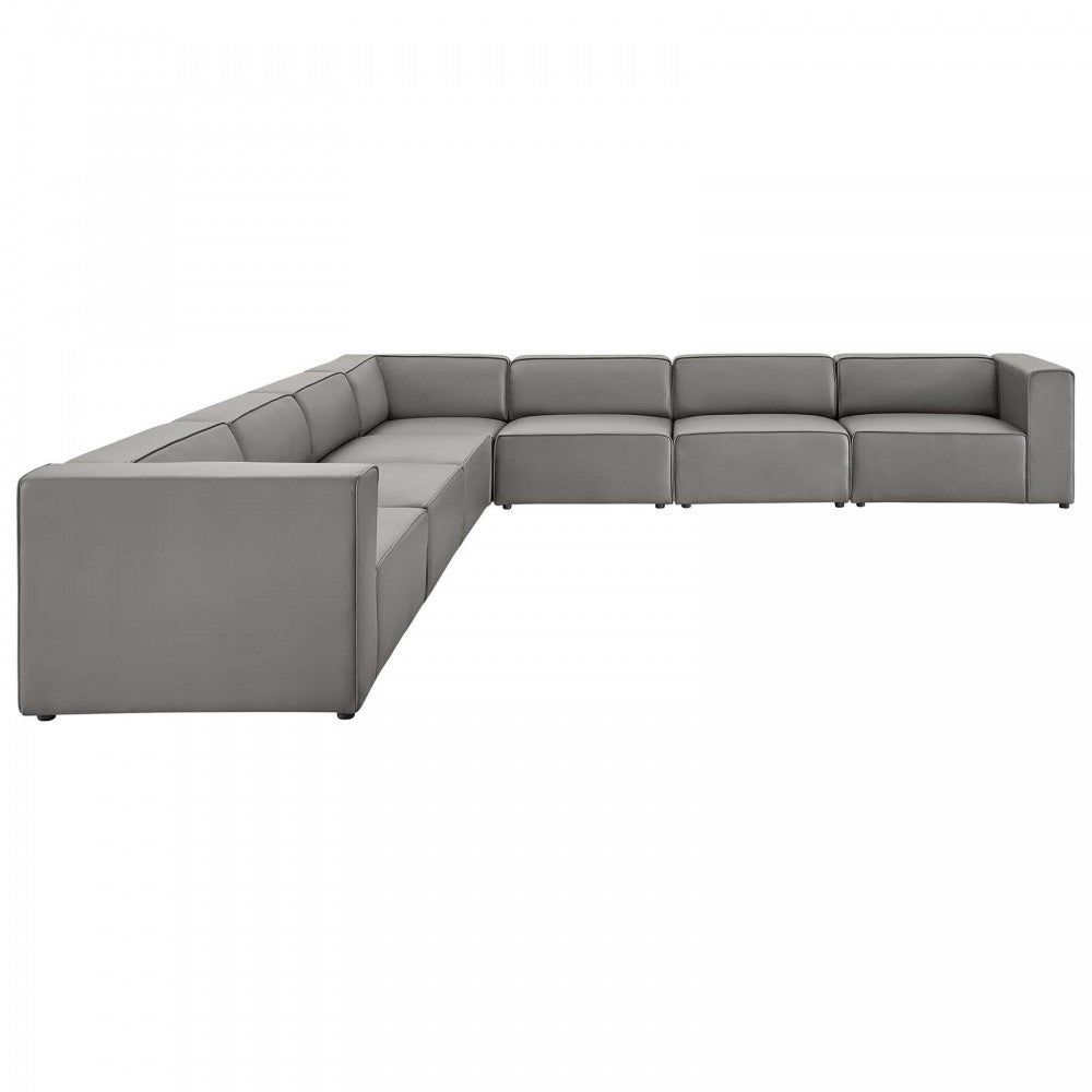 Mingle Vegan Leather 7-Piece Sectional Sofa, Gray, EEI-4798-GRY