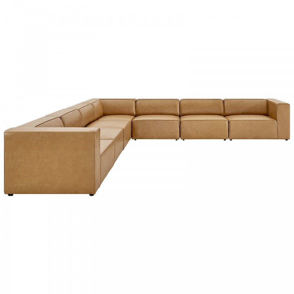 Mingle Vegan Leather 7-Piece Sectional Sofa, Tan, EEI-4798-TAN