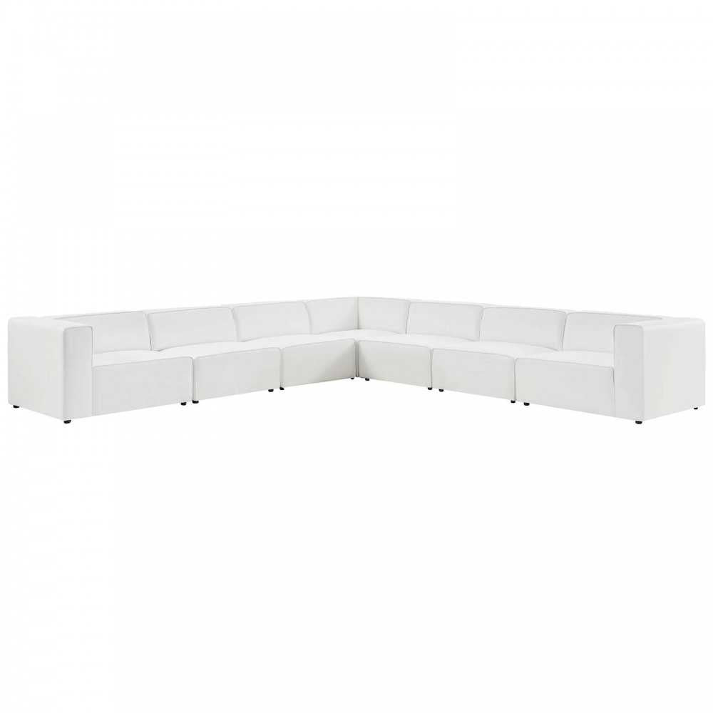 Mingle Vegan Leather 7-Piece Sectional Sofa, White, EEI-4798-WHI