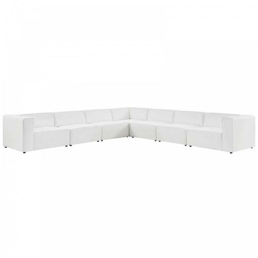 Mingle Vegan Leather 7-Piece Sectional Sofa, White, EEI-4798-WHI