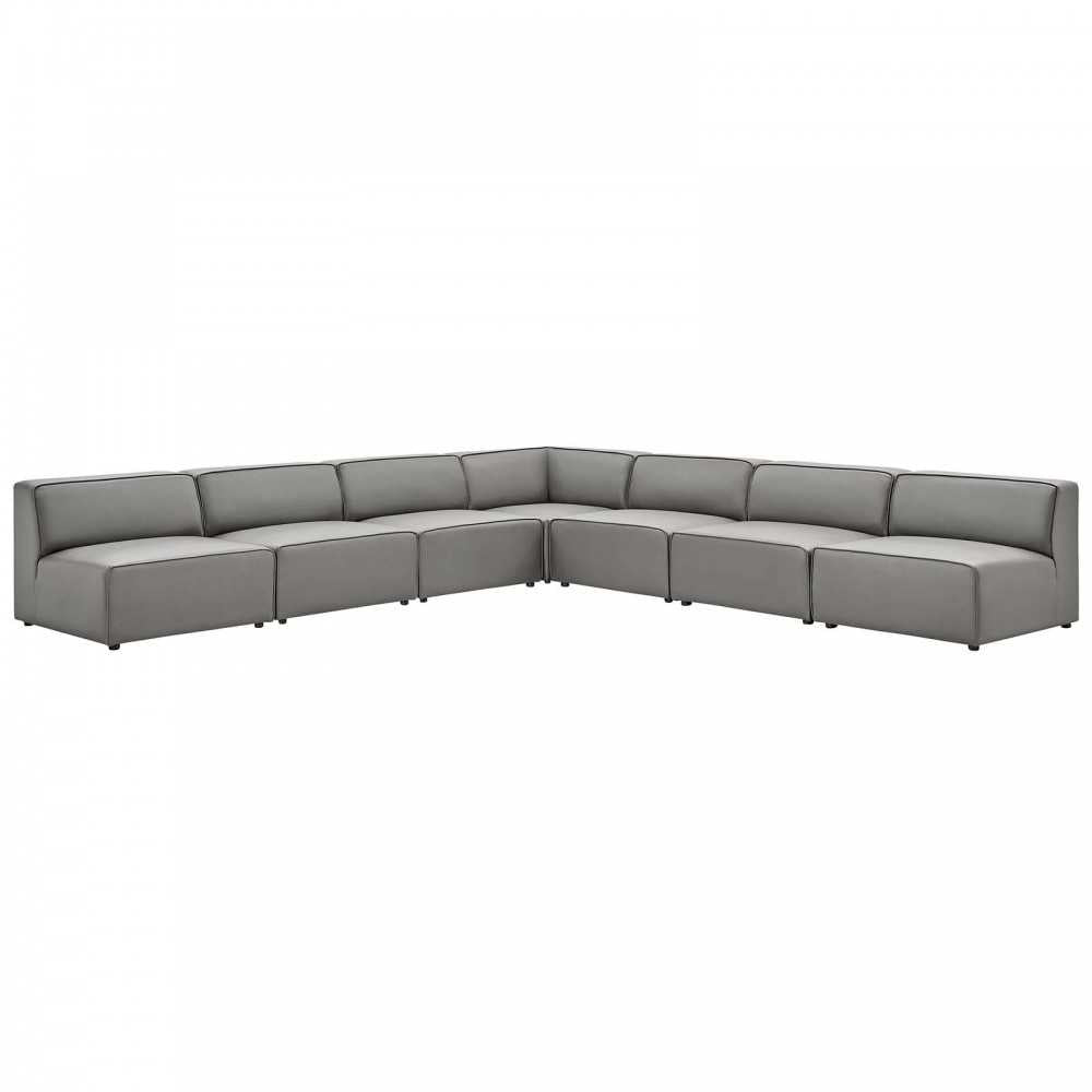 Mingle Vegan Leather 7-Piece Sectional Sofa, Gray, EEI-4797-GRY