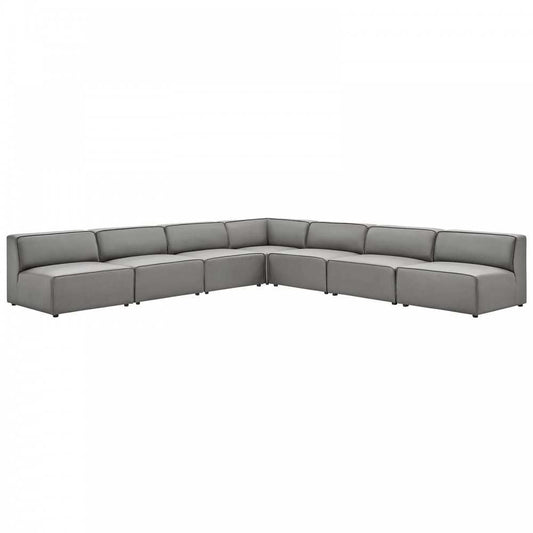 Mingle Vegan Leather 7-Piece Sectional Sofa, Gray, EEI-4797-GRY