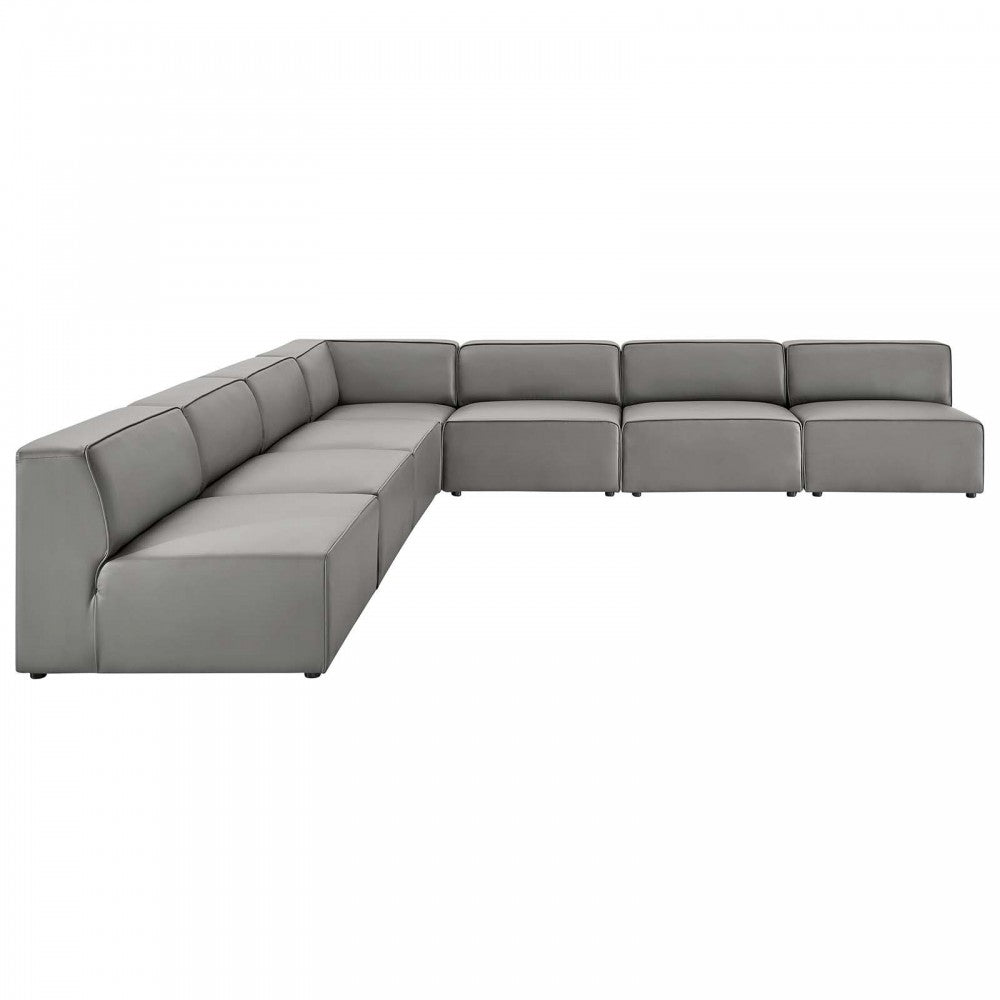 Mingle Vegan Leather 7-Piece Sectional Sofa, Gray, EEI-4797-GRY