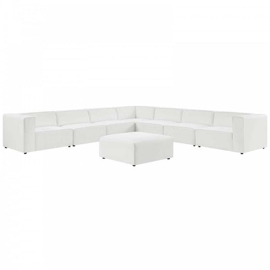 Mingle Vegan Leather 8-Piece Sectional Sofa Set, White