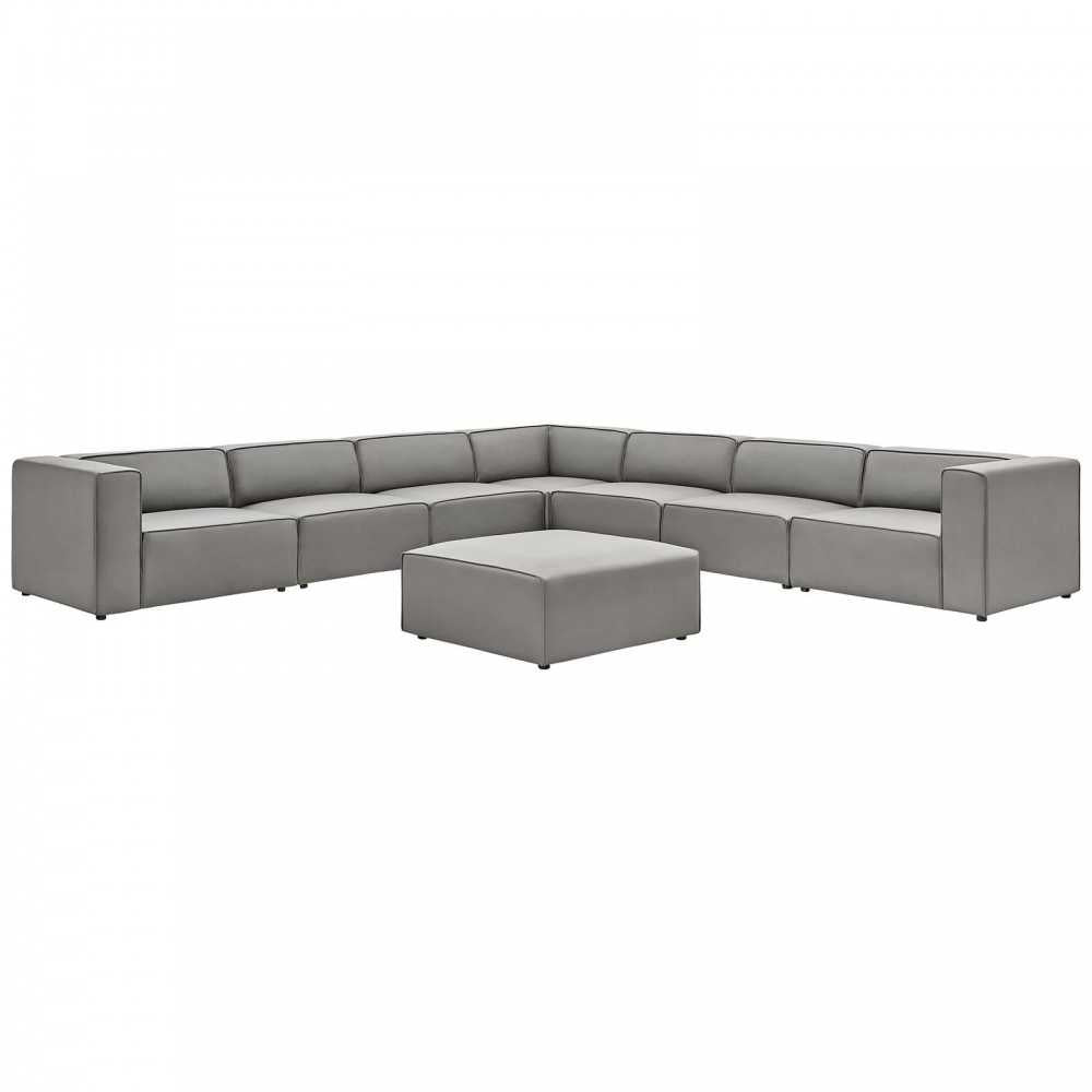 Mingle Vegan Leather 8-Piece Sectional Sofa Set, Gray