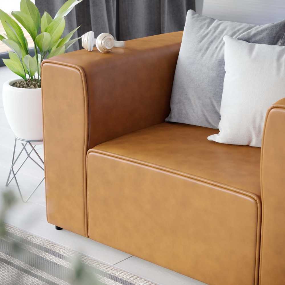 Mingle Vegan Leather Armchair, Tan