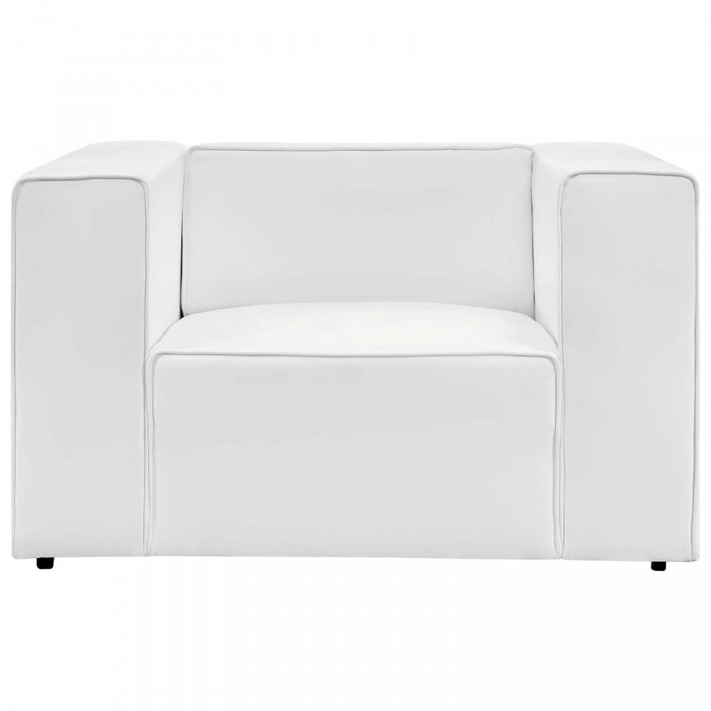 Mingle Vegan Leather Armchair, White