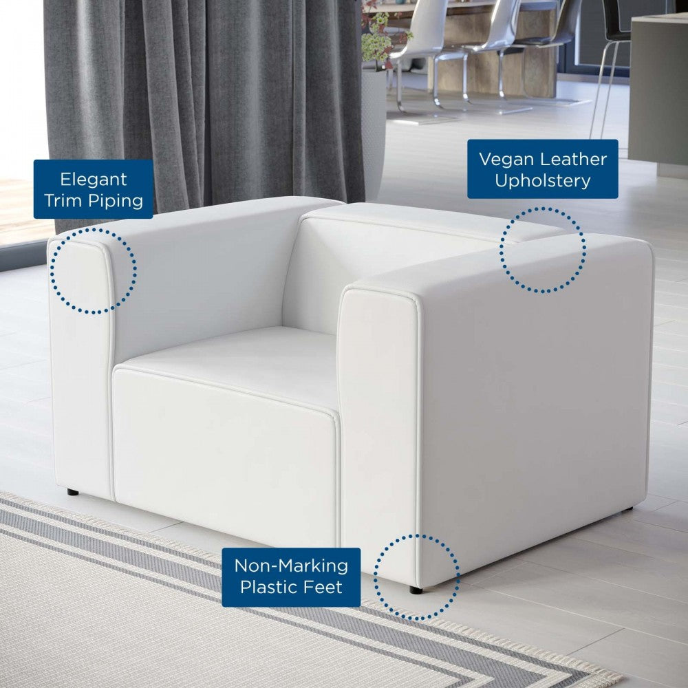 Mingle Vegan Leather Armchair, White