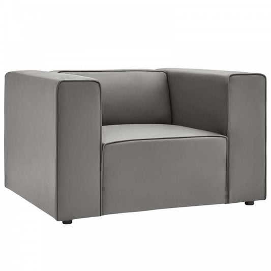 Mingle Vegan Leather Armchair, Gray