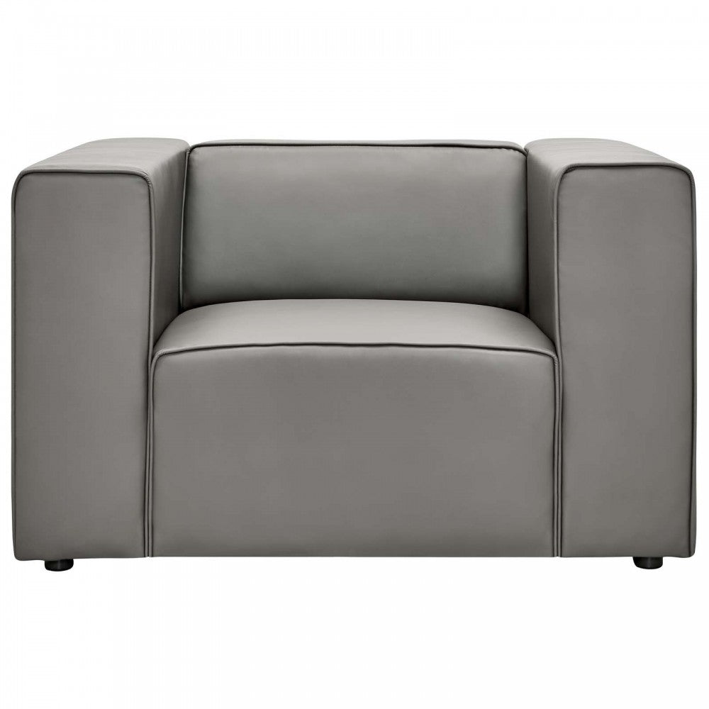 Mingle Vegan Leather Armchair, Gray