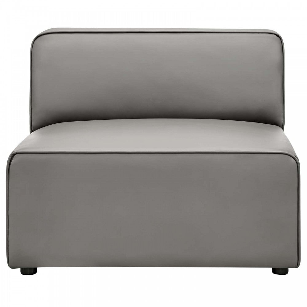 Mingle Vegan Leather Armless Chair, Gray