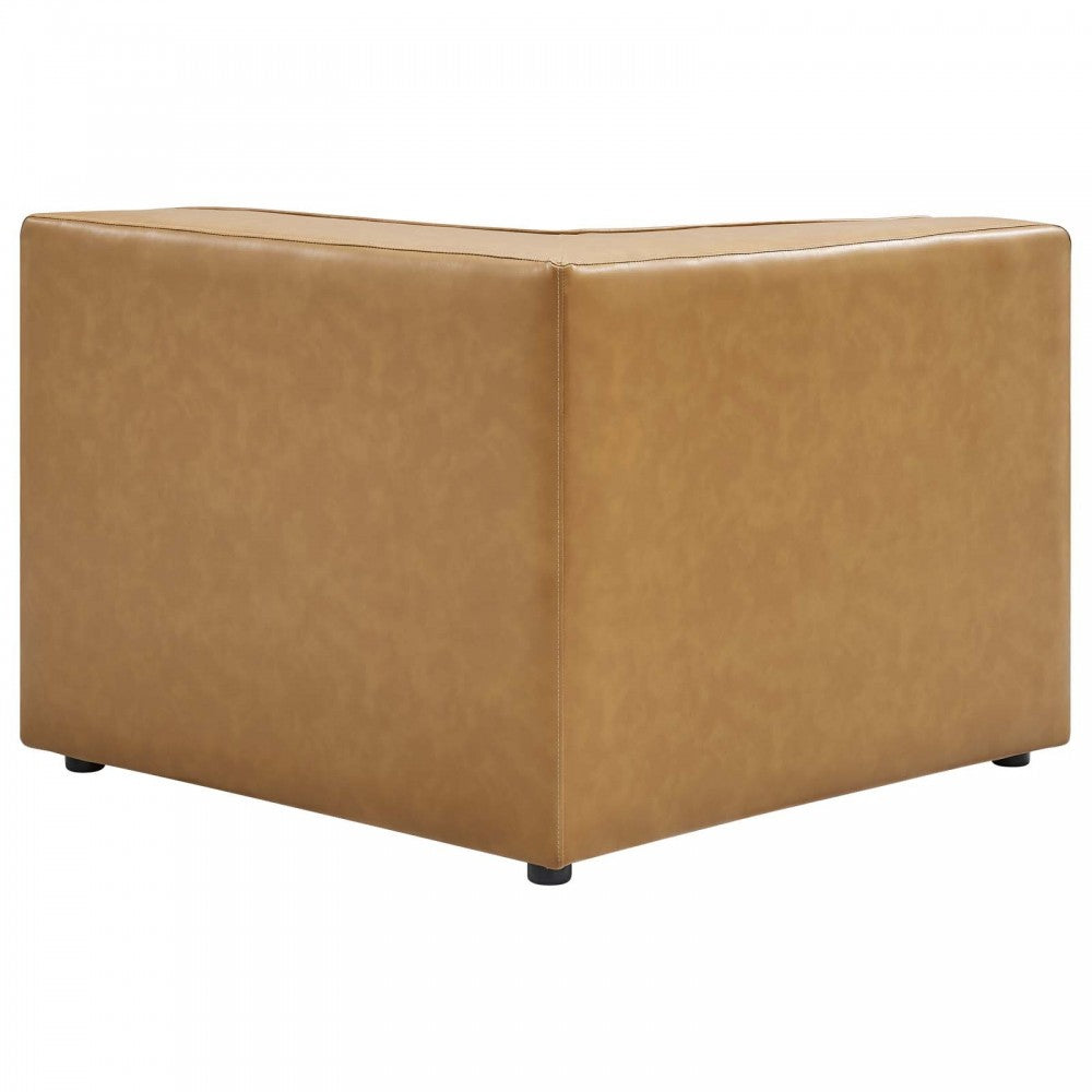 Mingle Vegan Leather Corner Chair, Tan