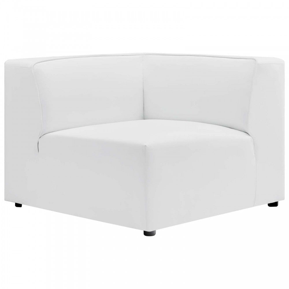 Mingle Vegan Leather Corner Chair, White
