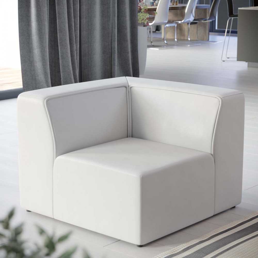 Mingle Vegan Leather Corner Chair, White