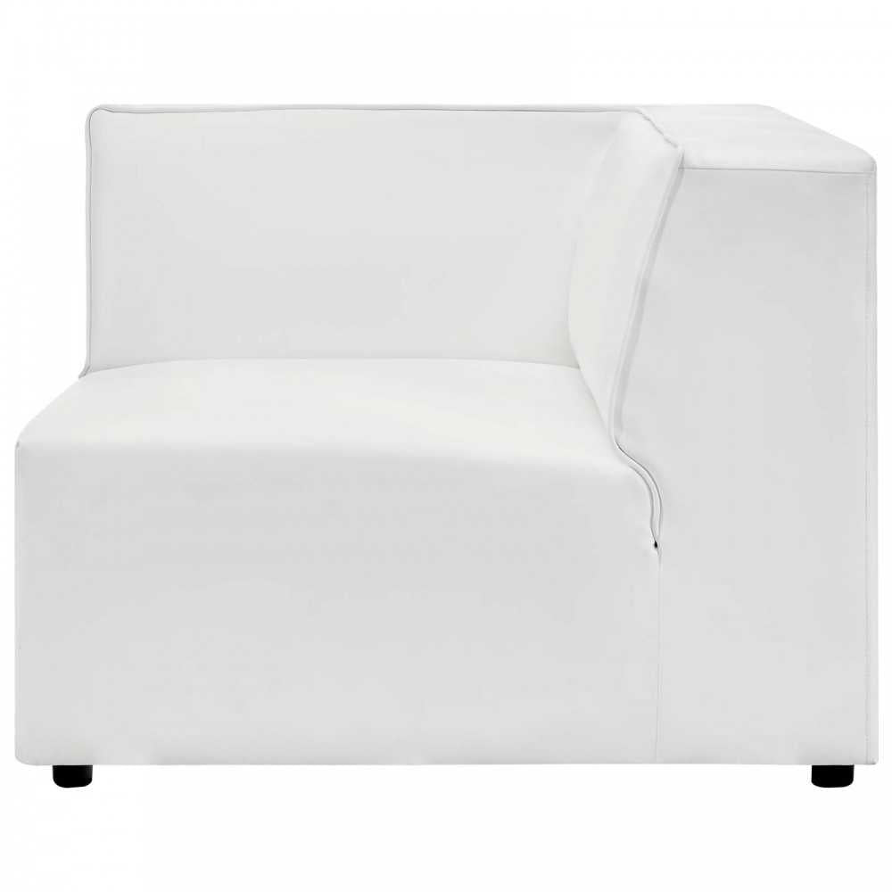 Mingle Vegan Leather Corner Chair, White