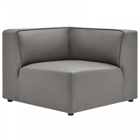 Mingle Vegan Leather Corner Chair, Gray