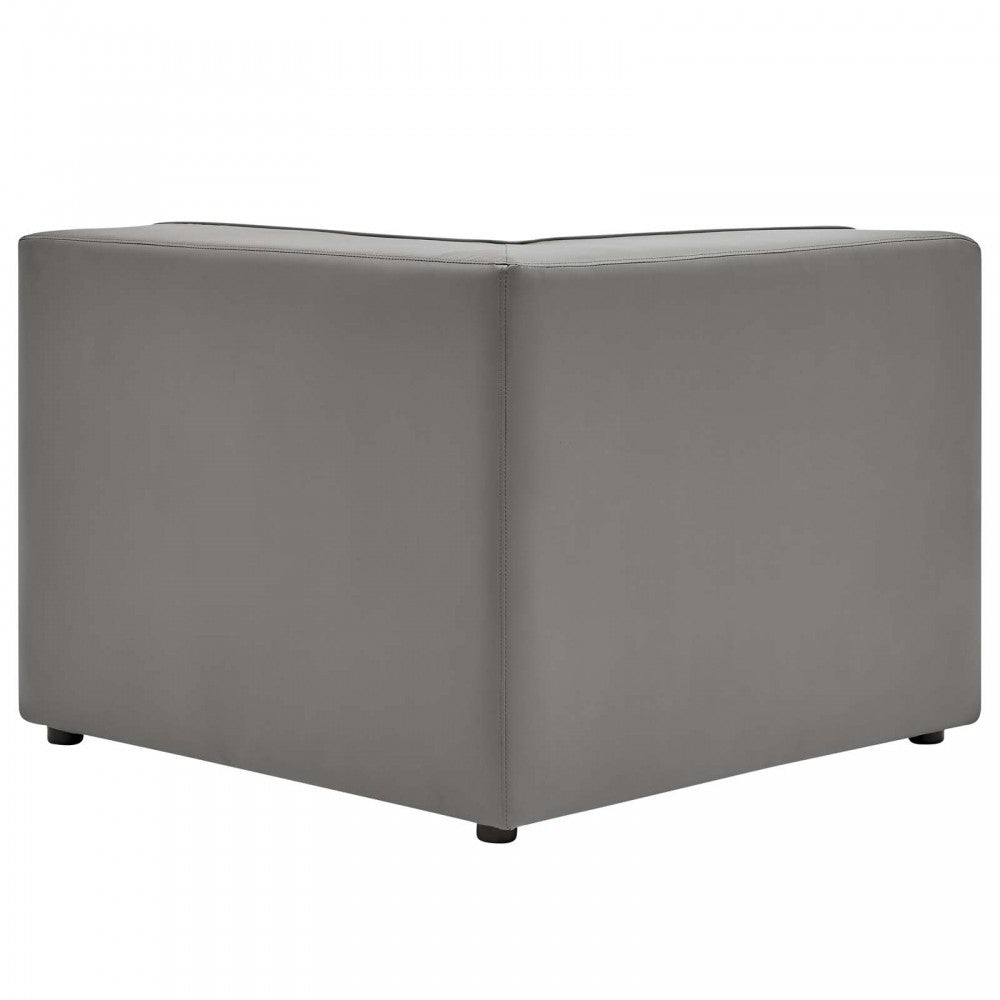 Mingle Vegan Leather Corner Chair, Gray