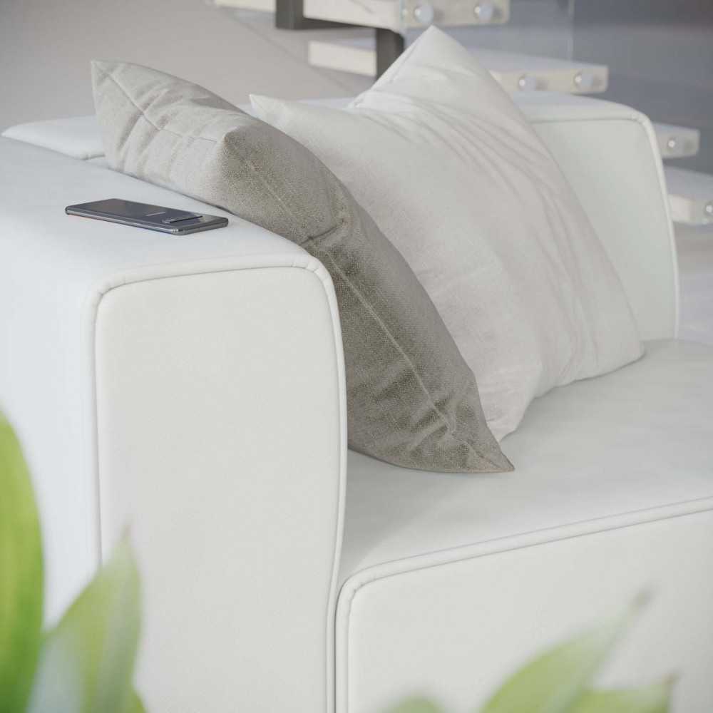 Mingle Vegan Leather Left-Arm Chair, White