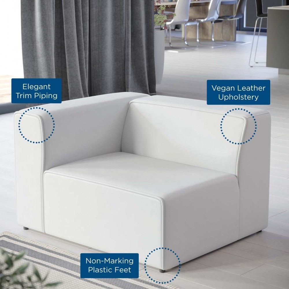 Mingle Vegan Leather Left-Arm Chair, White