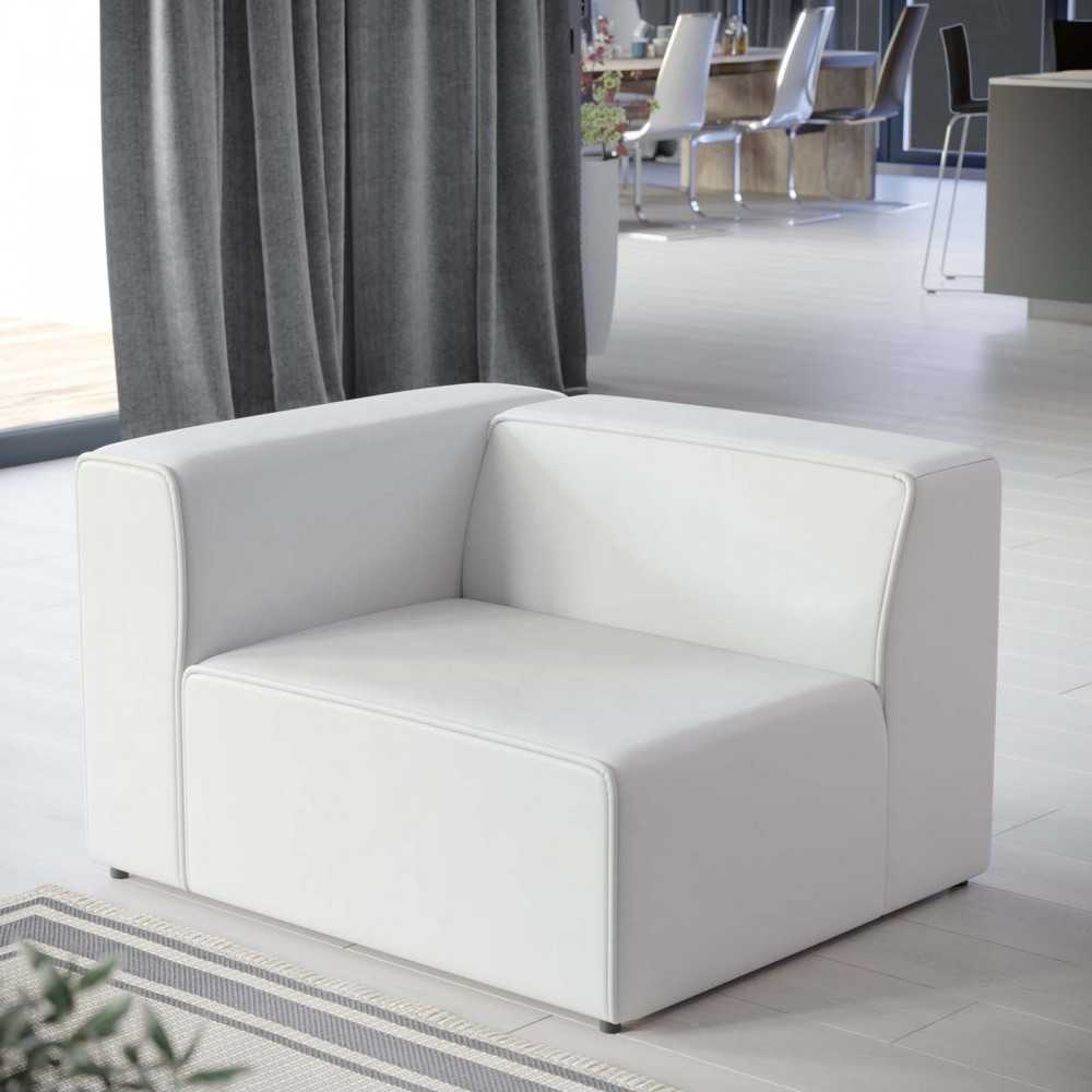 Mingle Vegan Leather Left-Arm Chair, White