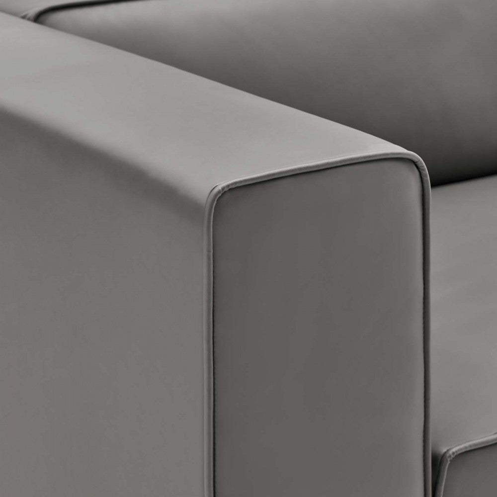 Mingle Vegan Leather Left-Arm Chair, Gray