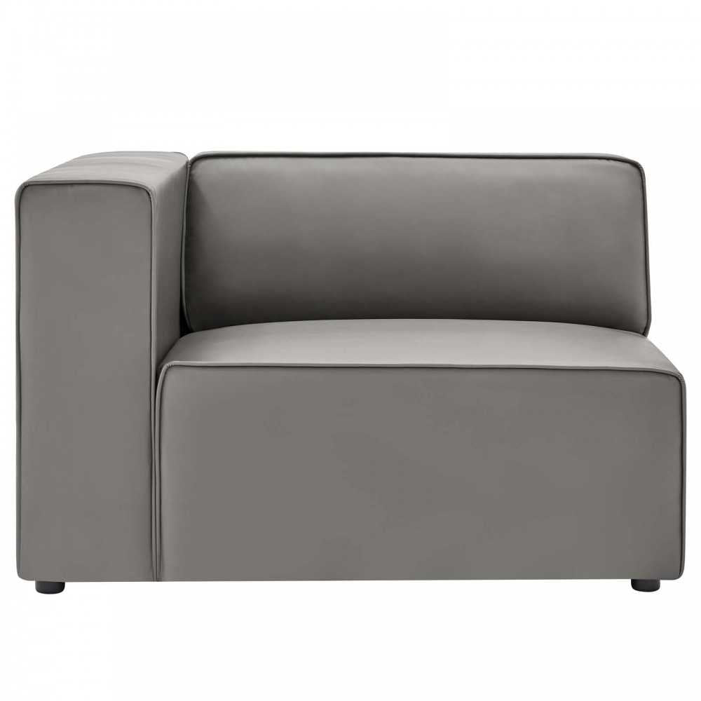 Mingle Vegan Leather Left-Arm Chair, Gray