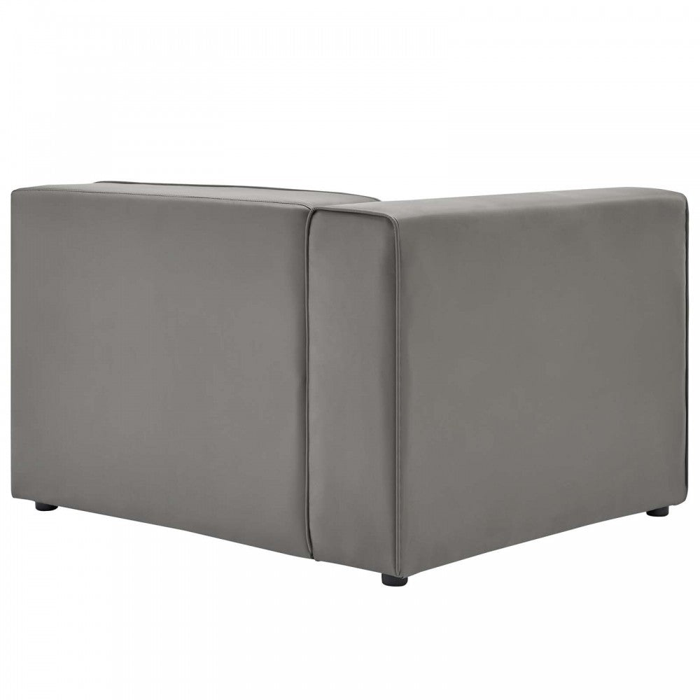 Mingle Vegan Leather Left-Arm Chair, Gray