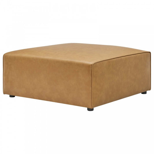 Mingle Vegan Leather Ottoman, Tan