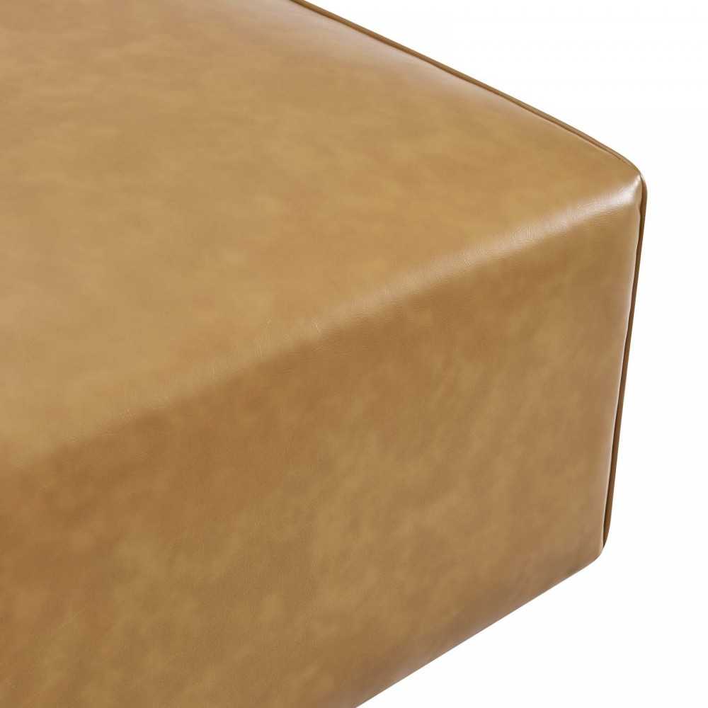 Mingle Vegan Leather Ottoman, Tan