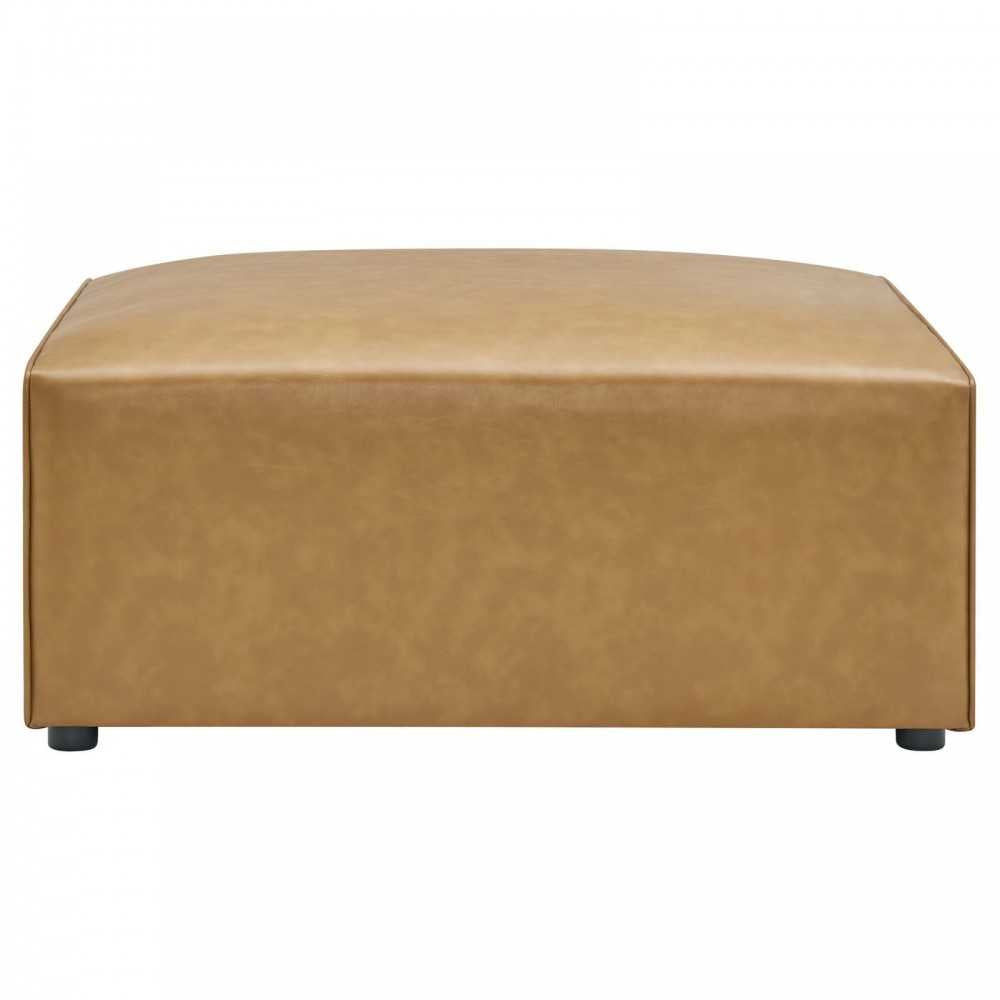 Mingle Vegan Leather Ottoman, Tan