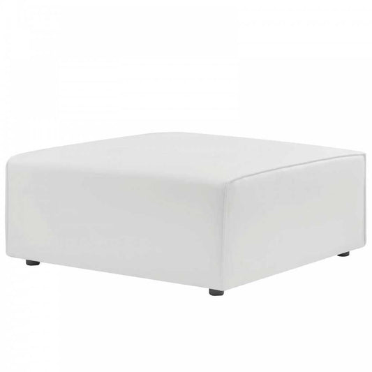 Mingle Vegan Leather Ottoman, White