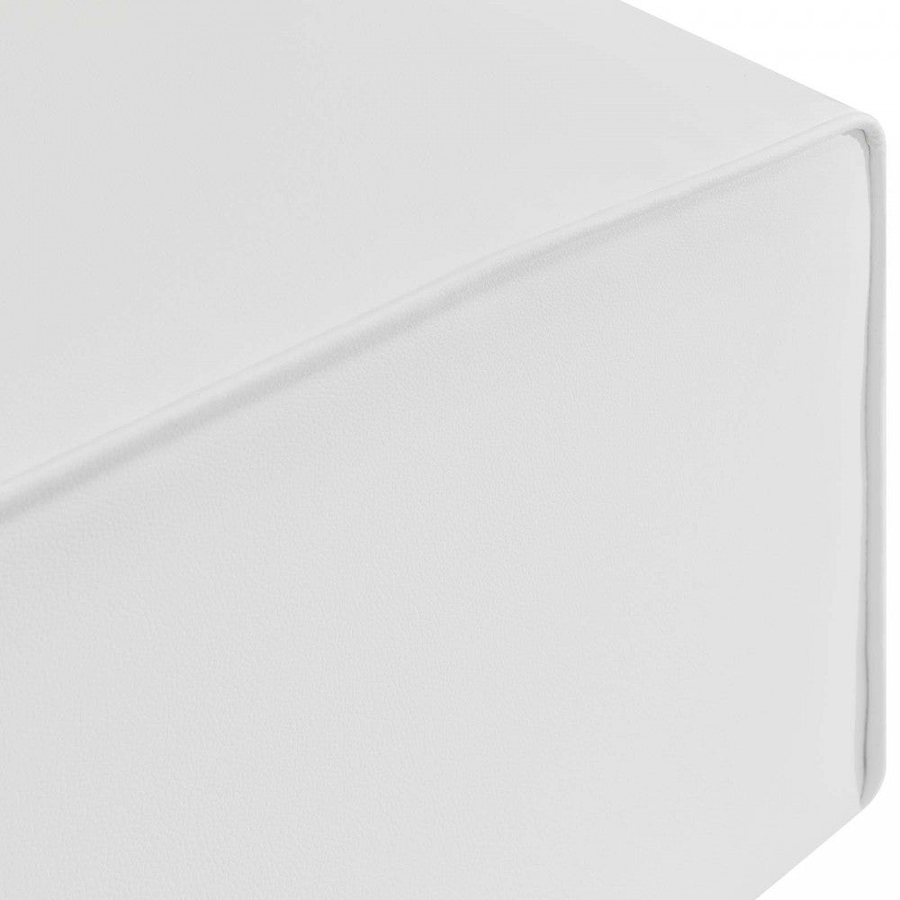 Mingle Vegan Leather Ottoman, White