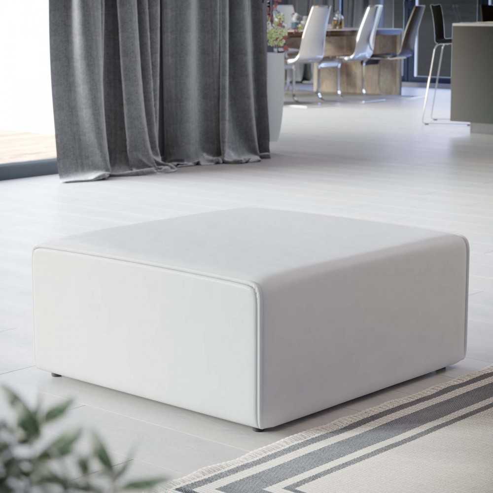 Mingle Vegan Leather Ottoman, White