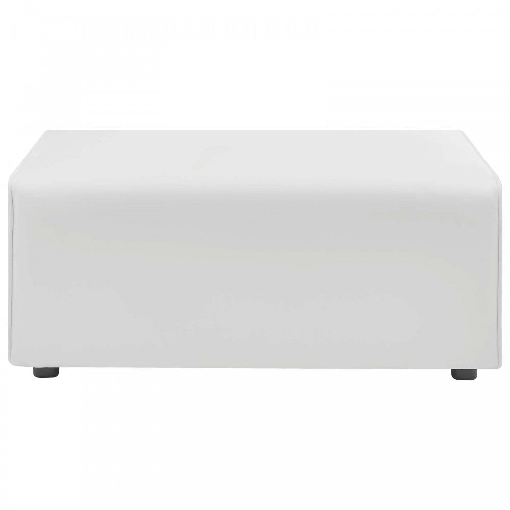 Mingle Vegan Leather Ottoman, White
