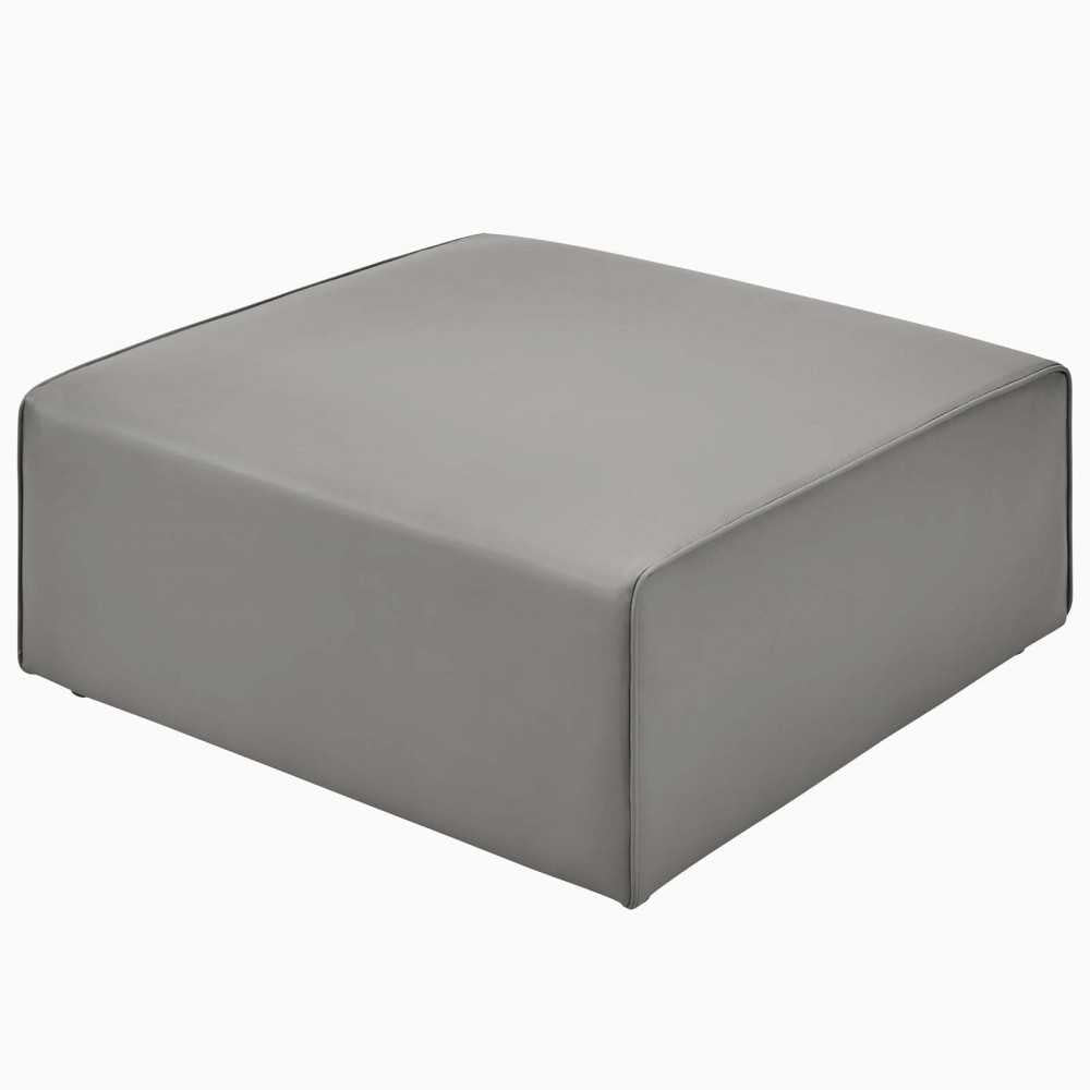 Mingle Vegan Leather Ottoman, Gray