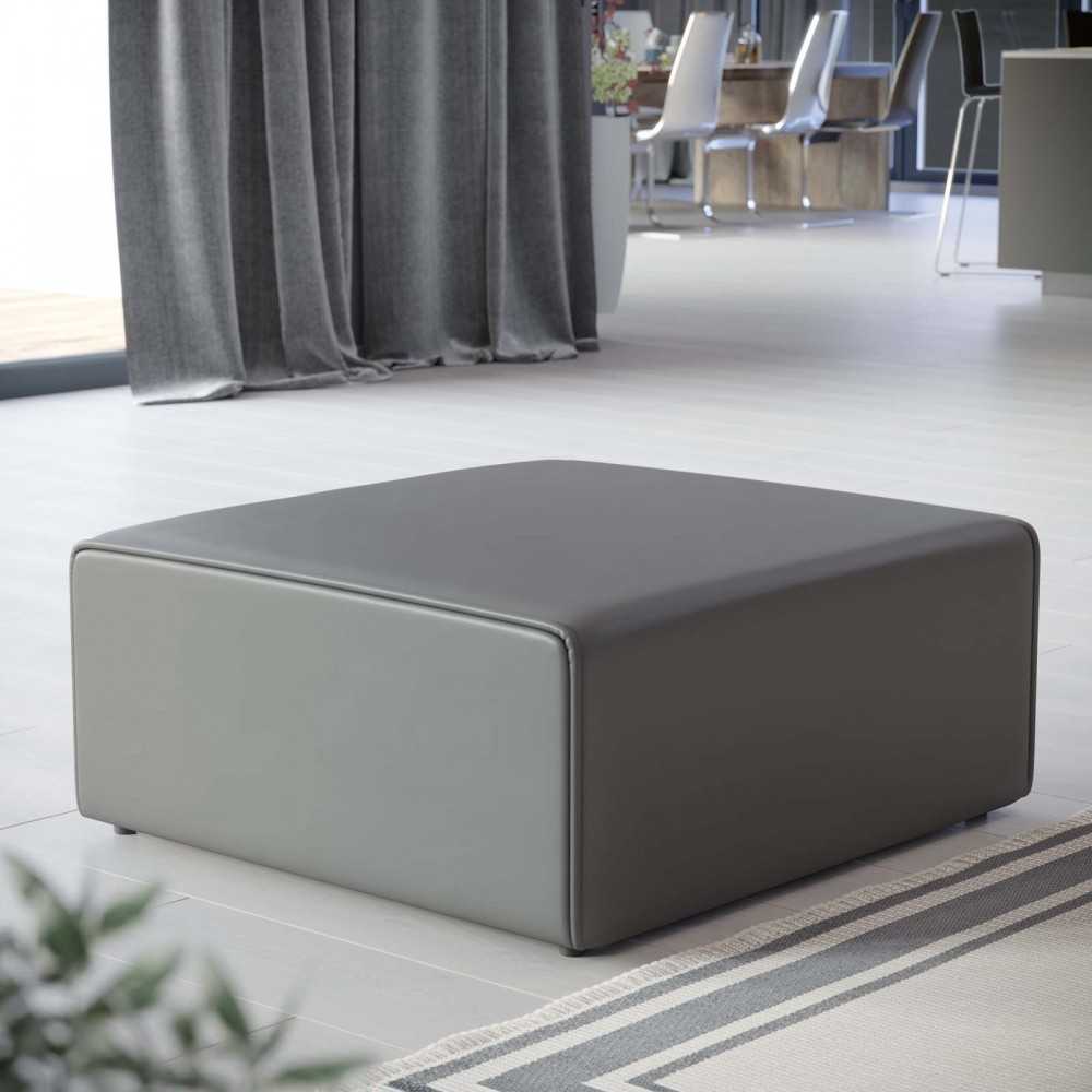 Mingle Vegan Leather Ottoman, Gray