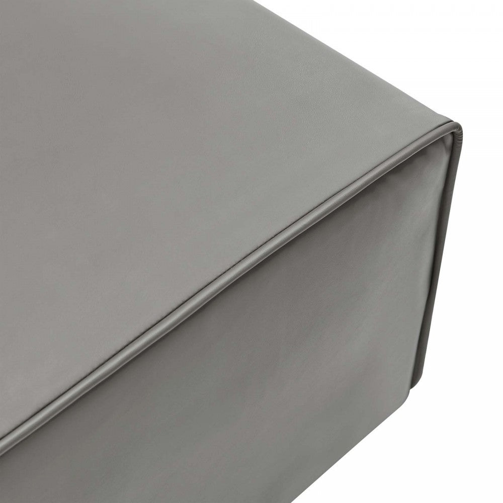 Mingle Vegan Leather Ottoman, Gray