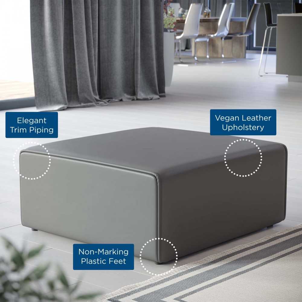 Mingle Vegan Leather Ottoman, Gray