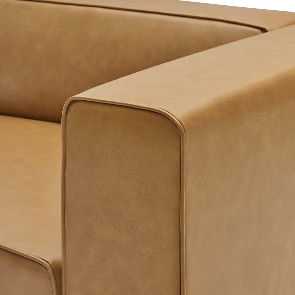 Mingle Vegan Leather Right-Arm Chair, Tan