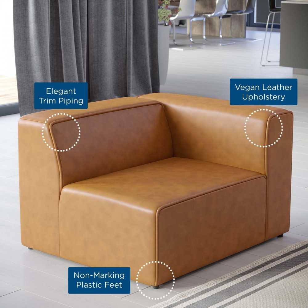 Mingle Vegan Leather Right-Arm Chair, Tan