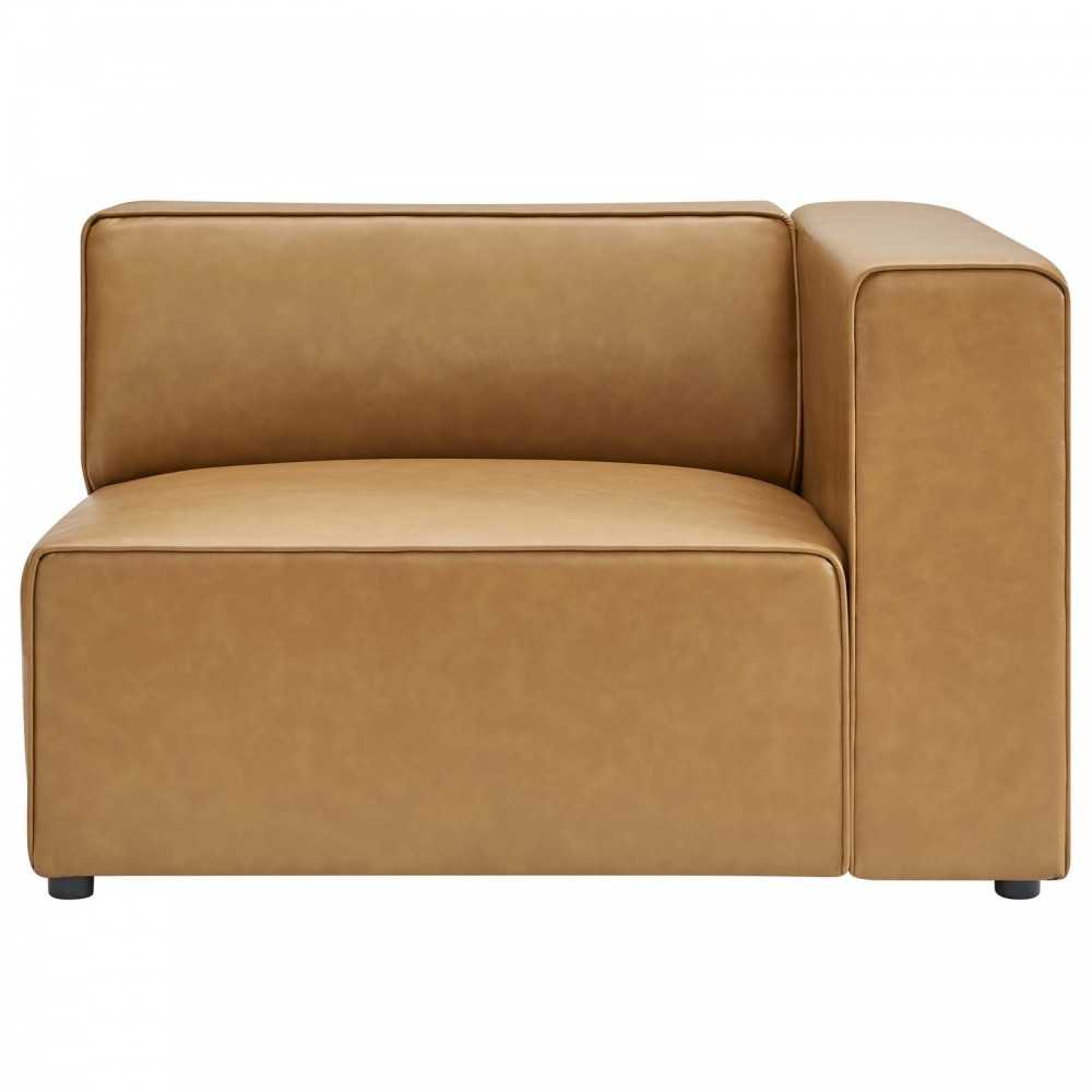 Mingle Vegan Leather Right-Arm Chair, Tan